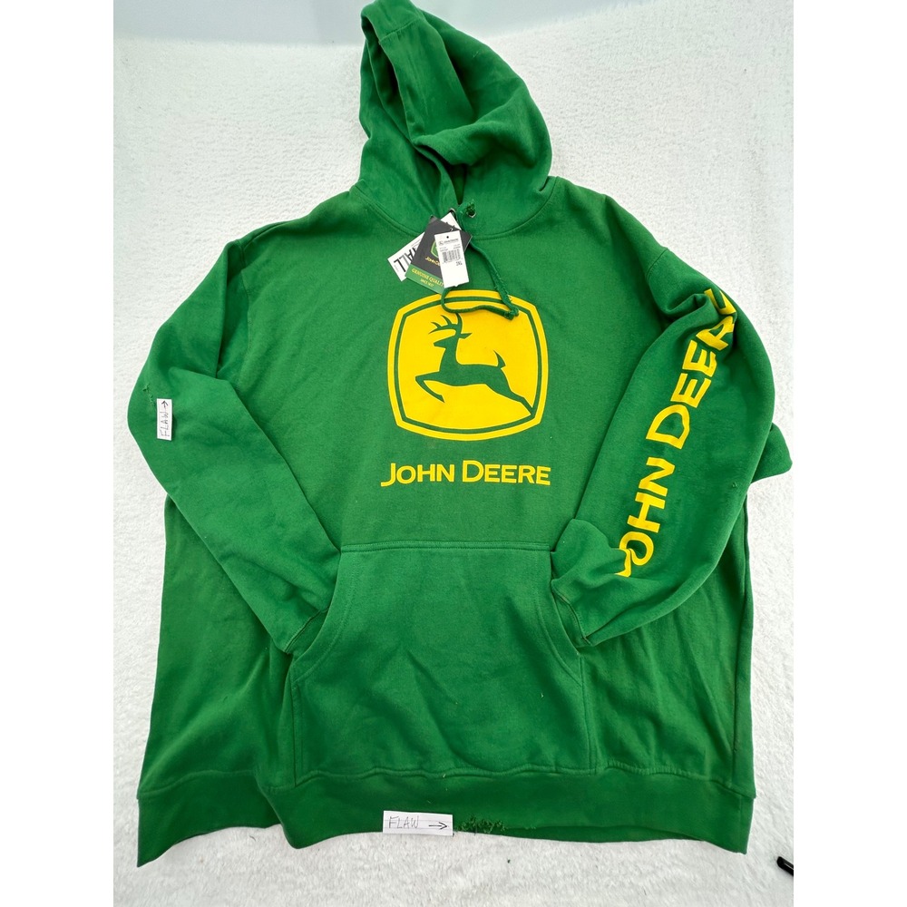 John Deere Mens 3XL Green Graphic Hoodie Sweatshirt Distressed flaws Project
